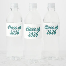 Klass 2026 grön text examen  vattenflaskor etikett