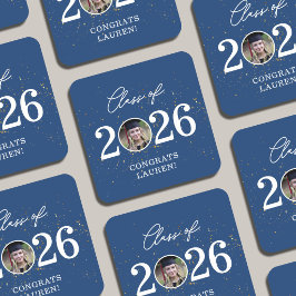 Klass 2026 Guld Glitter Examen Underlägg Papper Kvadrat