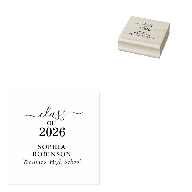 Klass 2026 Guldskript Typografi Examen  Stämpel (Stämplad)