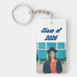 Klass 2026 havsblå typografi examensfoto
