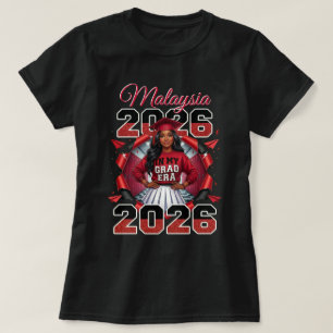 Klass 2026 I Min Examenstid Svart Tjej Röd Svart T Shirt