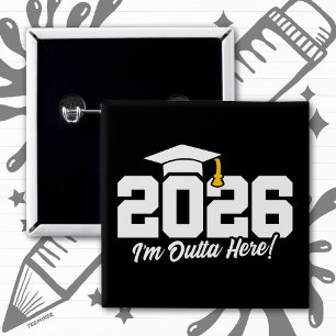 Klass 2026 Jag är borta här Examenspresent Knapp
