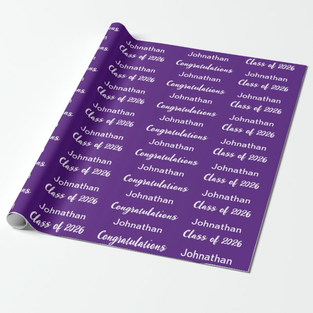 Klass 2026 Lila Grattis Examensnamn Presentpapper (Utrullad)