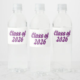 Klass 2026 lila text examen  vattenflaskor etikett