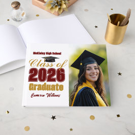 Klass 2026 Maroon Gold-examensfoto Gästböcker