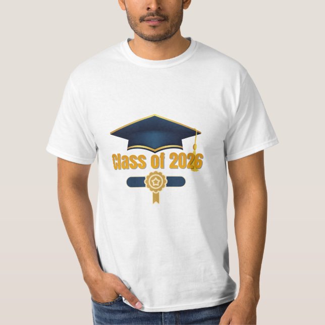 Klass 2026 – Modern examens typografi T Shirt (Framsida)