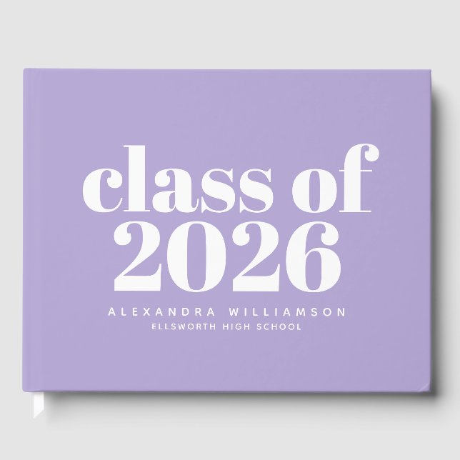 Klass 2026 Modern Lavendel Personlig Gästböcker (Framsida)