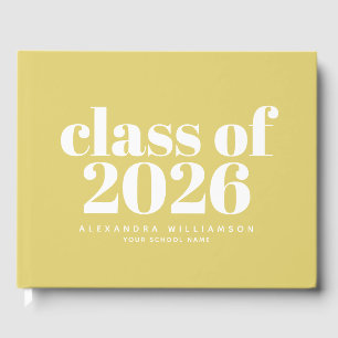 Klass 2026 Retro Soft Gult Personligt Namn Gästböcker