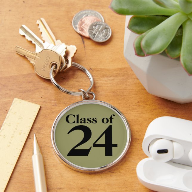 Klass 2026 rund silverfärgad nyckelring (Skrivbord)