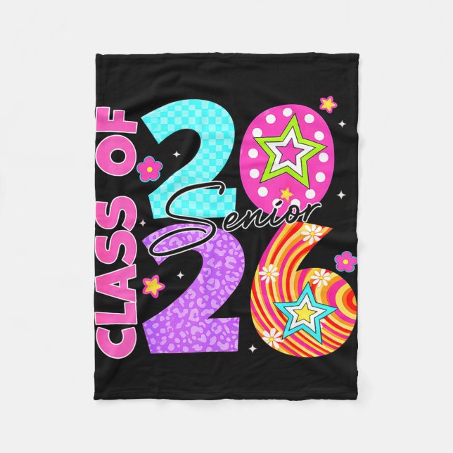 Klass 2026 senior 2026 examen för student fleecefilt (Framsidan)
