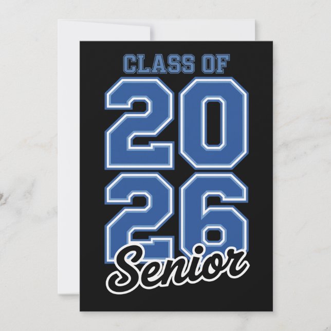 Klass 2026 Senior Blå Examen Utbildad Inbjudningar (Framsida)