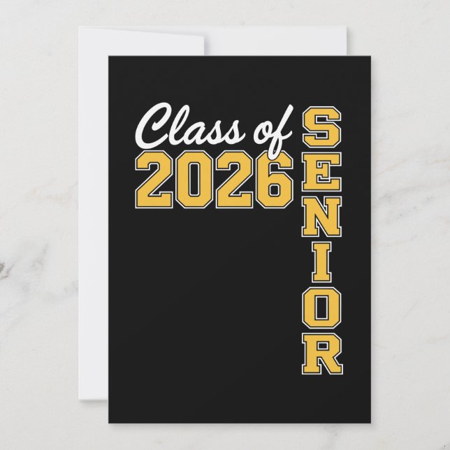 Klass 2026 Senior Gul Examenutexaminerad Inbjudningar (Framsida)