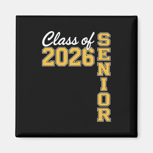 Klass 2026 Senior Gul Examenutexaminerad Magnet (Framsidan)