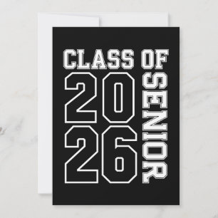Klass 2026 Senior Svart Och Vit Examen Inbjudningar