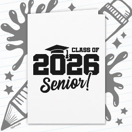 Klass 2026 Senior Varsity Examen Roligt Citat Kort