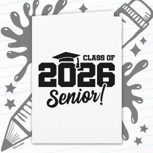Klass 2026 Senior Varsity Examen Roligt Citat Kort