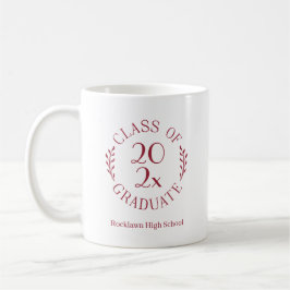 Klass 2026 Skolnamn Marinröd Emblem Examen Kaffemugg