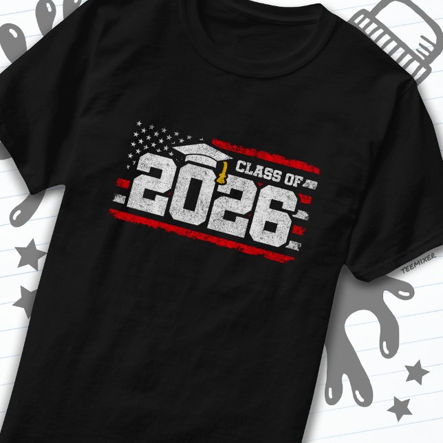 Klass 2026 Studenten American Flagga Senior 2026 T Shirt (Skapare uppladdad)
