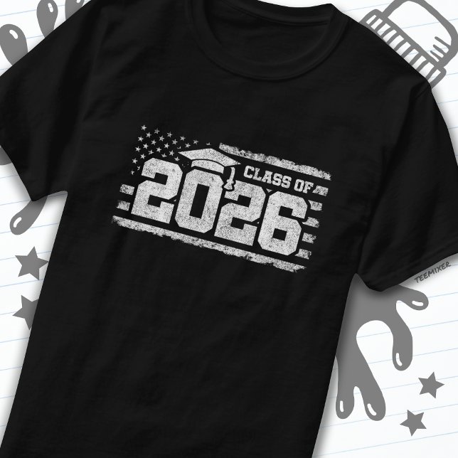 Klass 2026 Studenten American Flagga Senior 2026 T Shirt (Skapare uppladdad)