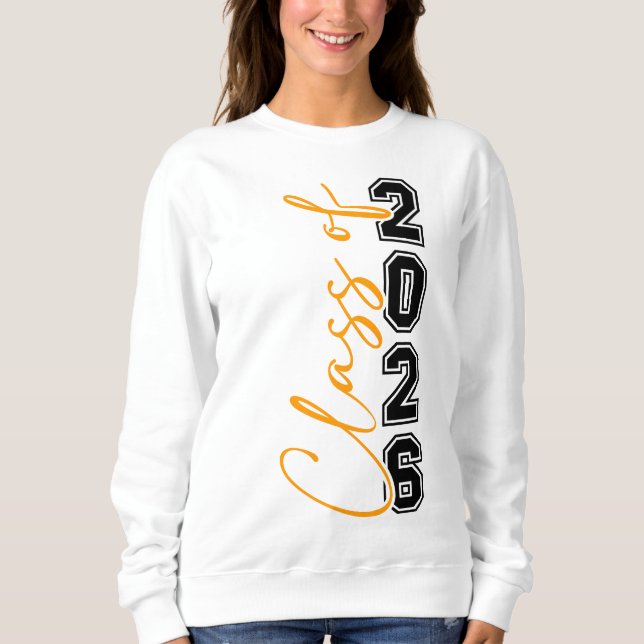 Klass 2026 Studenten Senior Orange Black T Shirt (Framsida)