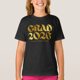 Klass 2026 Svart och Guld Typografi Mellanstadiet T Shirt