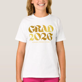 Klass 2026 Svart och Guld Typografi Mitt T Shirt