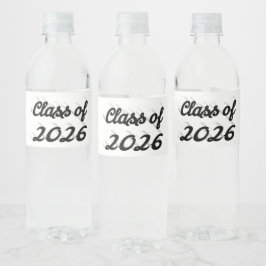 Klass 2026 svart script examen  vattenflaskor etikett