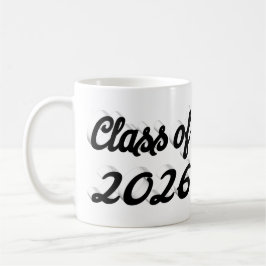 Klass 2026 svart skrivstil examen kaffemugg