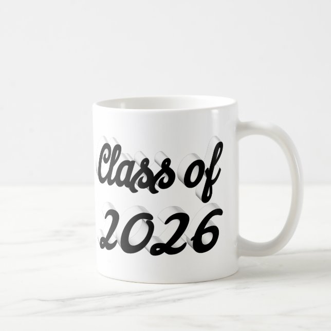 Klass 2026 svart skrivstil examen kaffemugg (Höger)