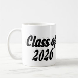 Klass 2026 svart text examen kaffemugg