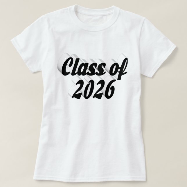 Klass 2026 svart text examen t shirt (Design framsida)