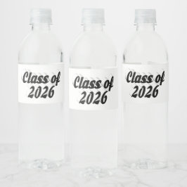 Klass 2026 svart text examen  vattenflaskor etikett