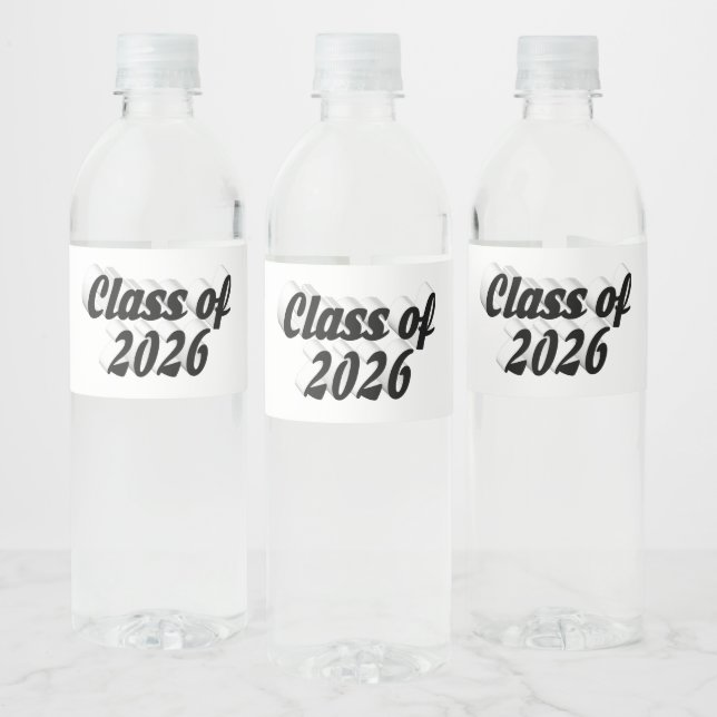 Klass 2026 svart text examen  vattenflaskor etikett (Flaskor)