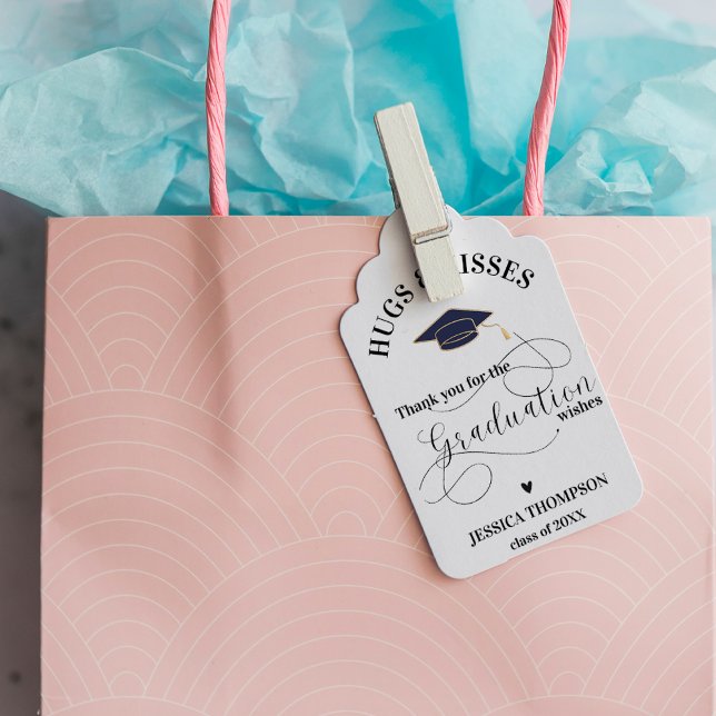 Klass 2026 Tack Kramar och Kyssar Examen Presentetikett (Class of 2024 Thank you Hugs & Kisses Graduation Gift Tags)