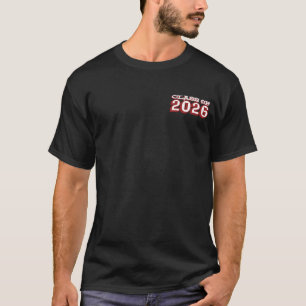 Klass 2026 Universitetsfont framsida och baksida E T Shirt