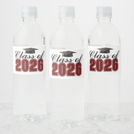 Klass 2026 Vinröd Studentfest Vattenflaskor Etikett