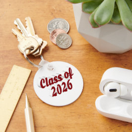 Klass 2026 vinröd text examen nyckelring