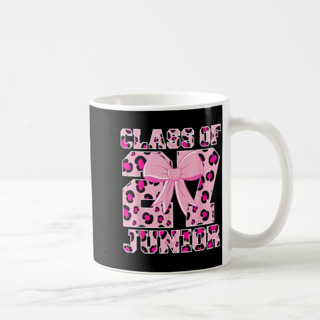 Klass 2027 junior leopard rosa båge flickig hög kaffemugg (Höger)