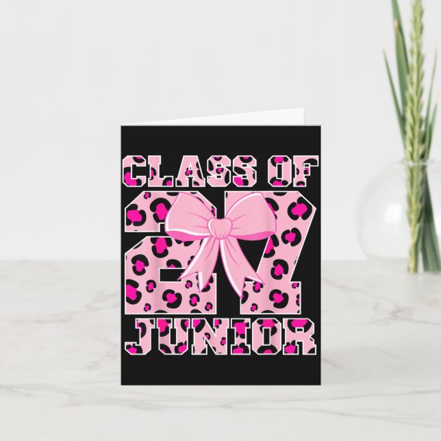 Klass 2027 junior leopard rosa båge flickig hög kort (Framsida)