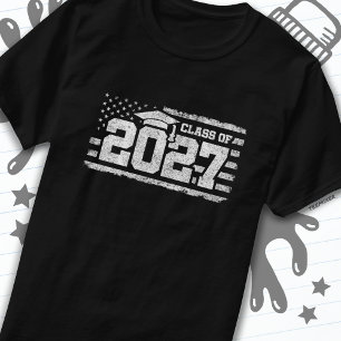 Klass 2027 Studenten American Flagga Senior 2027 T Shirt
