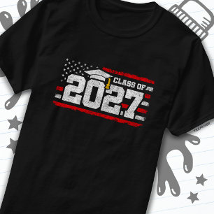 Klass 2027 Studenten American Flagga Senior 2027 T Shirt