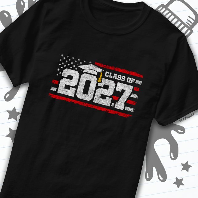 Klass 2027 Studenten American Flagga Senior 2027 T Shirt (Skapare uppladdad)