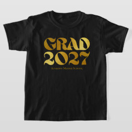 Klass 2027 Svart och Guld Typografi Mellanstadiet T Shirt
