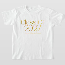 Klass 2027 Svart och Guld Typografi Mellanstadiet T Shirt