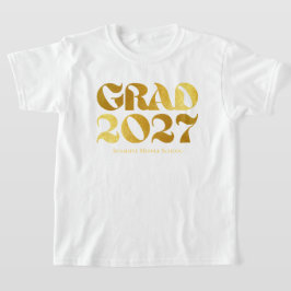 Klass 2027 Svart och Guld Typografi Mellanstadiet T Shirt