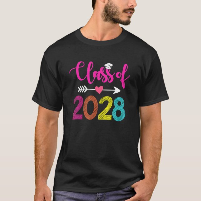 Klass 2028 före K Student Preschool Studenten T Shirt (Framsida)