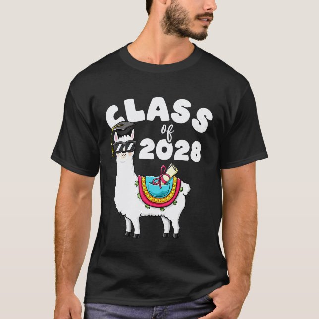Klass 2028 Lama Första Dagen I 4:e Klass Tee Gro (Framsida)