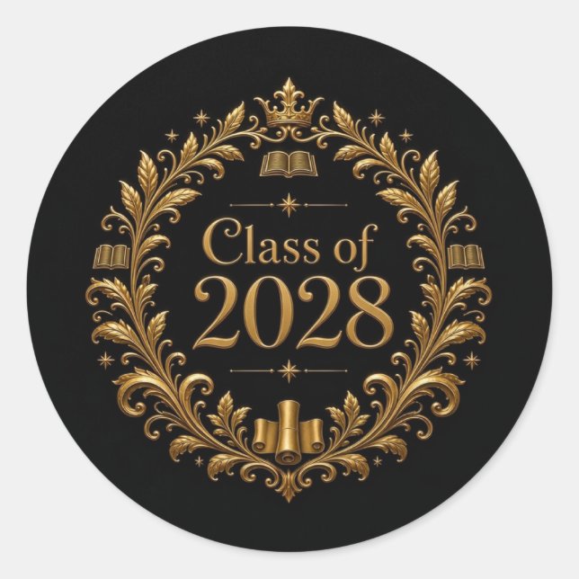 Klass 2028 runt klistermärke (Framsida)