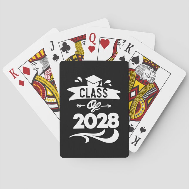 Klass 2028 T-Shirt Senior 2028 Examen Casinokort (Baksidan)