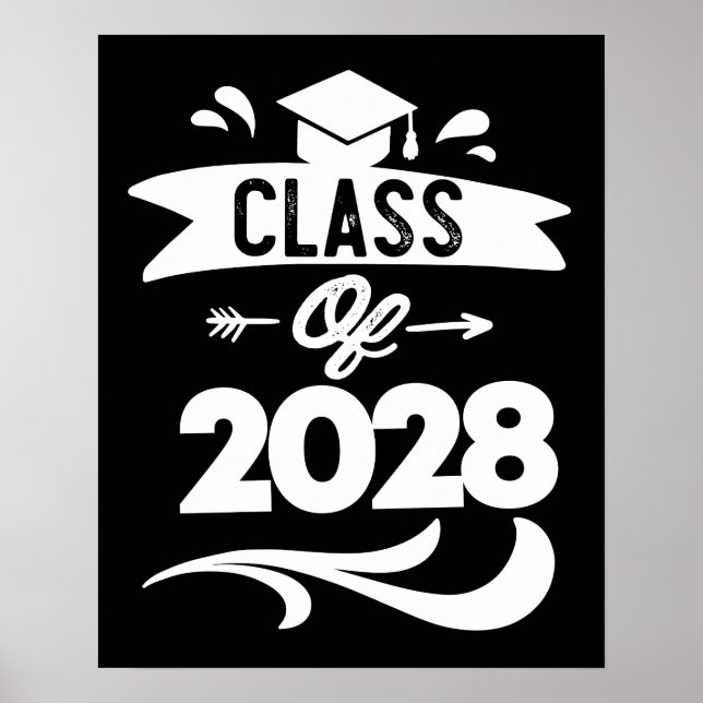 Klass 2028 TShirt Senior 2028 Studenten Poster (Framsidan)